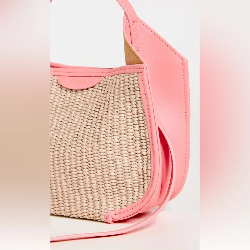 NIB Ree Projects Helene Hobo Mini Raffia Bag in Peach - Picture 3 of 14